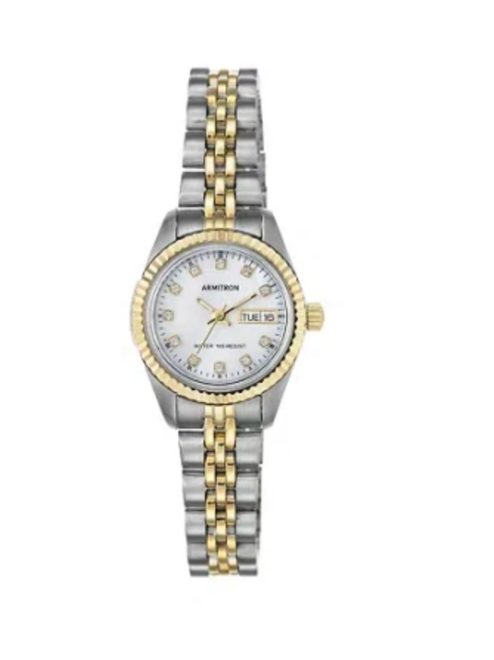 Armitron Two-Tone Gold & Silver Ladies Bracelet Watch with White Dial